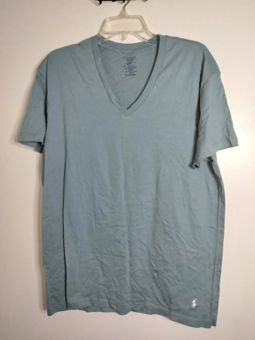 Polo Ralph Lauren (Size L) Men's Pale Blue 100% Cotton V-Neck SS Casual T-shirt